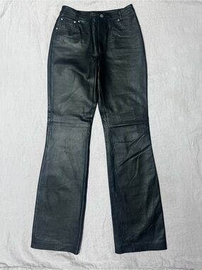 Newport News Jeanology Genuine Leather Pants Women’s 6T Black Bootcut